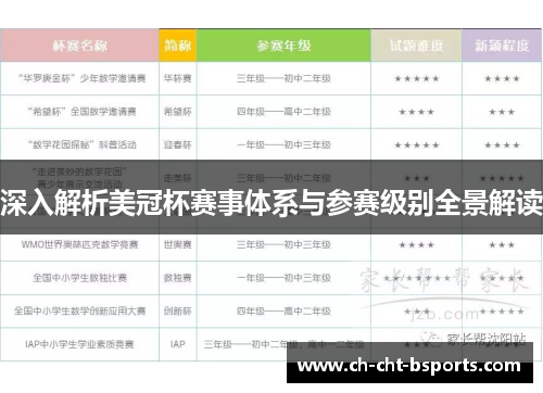 深入解析美冠杯赛事体系与参赛级别全景解读